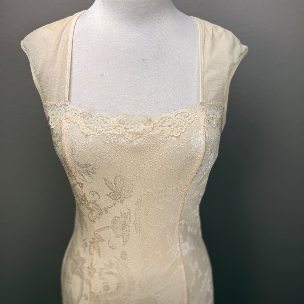 Vintage Victoria's Secret Gold Label jacquard bridal nightgown slip dress Sz M - Picture 5 of 9